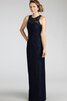 Robe demoiselle d'honneur manche nulle jusqu'au sol col ras du cou avec décoration dentelle - 11