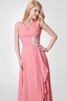 Robe demoiselle d'honneur avec fronce ruché manche nulle de lotus a-ligne - 5