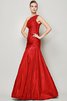 Normale Taille Prinzessin Bodenlanges Sittsames Brautjungfernkleid mit Drapierung - 23