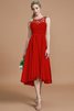 Vestido de Dama de Honor en Seda similar a Satén de Volante de Barco de Sin mangas - 28