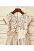 Normale Taille Prinzessin Reißverschluss Wadenlanges Blumenmädchenkleid mit Blume - 3