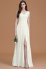 Robe demoiselle d'honneur naturel ruché avec chiffon ligne a manche nulle - 22