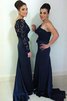 Lange Ärmeln Normale Taille Chiffon One Schulter Bodenlanges Brautjungfernkleid - 2