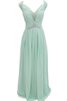 Paillettenbesetztes Chiffon A-Linie plissiertes bodenlanges Brautjungfernkleid - 1