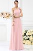 Reißverschluss Chiffon Sittsames Brautjungfernkleid ohne Ärmeln mit Blume - 21