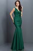 Vestido de Dama de Honor en Tafetán de Flores de Escote en V de Largo - 9