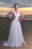 Moderno Vestido de Novia en Gasa de Playa de Escote en V de Fajas - 4
