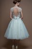 Moderno Vestido de Novia de Apliques de Joya de Botón de Escote redondo - 2