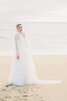 Abito da Sposa a Spiaggia Senza Maniche in Organza A-Line Naturale Cuore - 3
