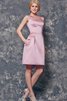 Plissiertes informelles mini schlichtes Brautjungfernkleid aus Chiffon mit Tasche - 4