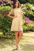Robe demoiselle d'honneur courte naturel encolure ronde avec zip a-ligne - 12