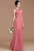 Robe demoiselle d'honneur naturel en chiffon avec zip de princesse au niveau de cou - 34