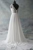 Gekerbter Ausschnitt Chiffon schlichtes luxus Brautkleid mit Knöpfen aus Spitze - 3