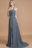 A-Linie Chiffon Ärmelloses Sweep Zug Nackenband Brautjungfernkleid - 4
