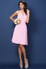 Natürliche Taile Chiffon Nackenband A-Line Kurzes Brautjungfernkleid - 25