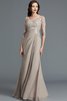 Robe mère de mariée encolure ronde en chiffon avec manche 1/2 jusqu'au sol a-ligne - 5