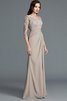 A-Line Normale Taille Chiffon Bodenlanges Brautmutterkleid mit Halben Ärmeln - 6