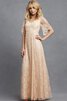 Robe demoiselle d'honneur romantique ligne a avec décoration dentelle manche nulle de col en v - 1