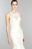 Robe de mariée avec décoration dentelle jusqu'au sol en satin avec zip avec sans manches - 2