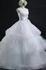 Herz-Ausschnitt geschichtes bodenlanges romantisches Brautkleid mit Bordüre aus Organza - 1
