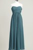 Robe demoiselle d'honneur plissé longue de col en cœur ruché - 17