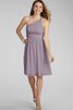 Ein Schulter trägerloser Ausschnitt Chiffon A-Line mini Brautjungfernkleid - 3