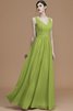 Robe demoiselle d'honneur en chiffon avec sans manches de lotus v encolure a-ligne - 20