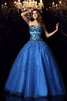 Robe de quinceanera officiel longue en satin longueur au ras du sol avec perle - 1