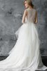 Plissiertes Tüll Juwel Ausschnitt einfaches romantisches Brautkleid mit Knöpfen - 2