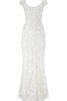 Kurze Ärmeln plissiertes enges glamouröses bodenlanges Brautkleid mit gekappten Ärmeln - 5