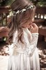 Robe de cortège enfant naturel a-ligne jusqu'au sol de princesse avec fleurs - 5
