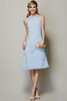 Enges Chiffon Normale Taille Bescheidenes Brautjungfernkleid mit Applike - 16