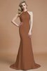 Schaufel-Ausschnitt Normale Taille Ärmelloses Sweep Zug Brautjungfernkleid aus Chiffon - 9