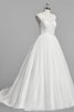 Robe de mariée naturel avec manche courte avec perle col u profond en tulle - 2