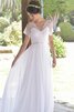 Robe de mariée facile discrete en chiffon avec décoration dentelle ceinture en étoffe - 1