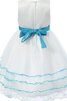 Robe de cortège enfant manche nulle en tulle encolure ronde de longueur à genou avec nœud - 2