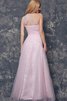 Romántico Vestido de Dama de Honor en Tul de Sin mangas de Largo de Un sólo hombro - 3