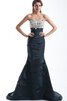 Vestido de Noche de Corte Sirena de Encaje Adorno de Escote sin tirantes - 1