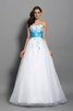 Robe de quinceanera longue de col en cœur en satin de mode de bal avec perle - 1