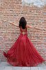 Neckholder Chiffon A-Line bodenlanges sexy Abendkleid mit Plissierungen - 4