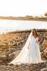 Robe de mariée a-ligne fermeutre eclair a plage v encolure jusqu'au sol - 1