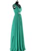Abito da Damigella in Chiffon Senza Maniche con Perline Lungo A Terra V-Scollo - 2