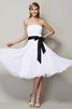 Robe demoiselle d'honneur courte naturel a-ligne de princesse de bustier - 1