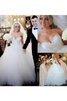 Abito da Sposa Ball Gown Cuore Spazzola Treno in Tulle con Perline Naturale - 1