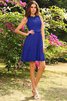 Robe demoiselle d'honneur courte naturel encolure ronde avec zip a-ligne - 25