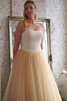 Robe de mariée naturel jusqu'au sol avec lacets textile en tulle manche nulle - 3