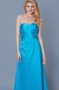 Ärmelloses Satin langes Elegantes einfaches Brautjungfernkleid mit Rüschen - 2