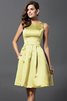 Prinzessin Satin A-Linie Knielanges Brautjungfernkleid mit Natürlicher Taille - 8