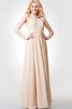 Robe demoiselle d'honneur romantique avec zip a-ligne avec ruban manche nulle - 1