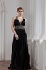 Schlüsselloch Rücken A-Line langes Abendkleid mit Perlen - 3